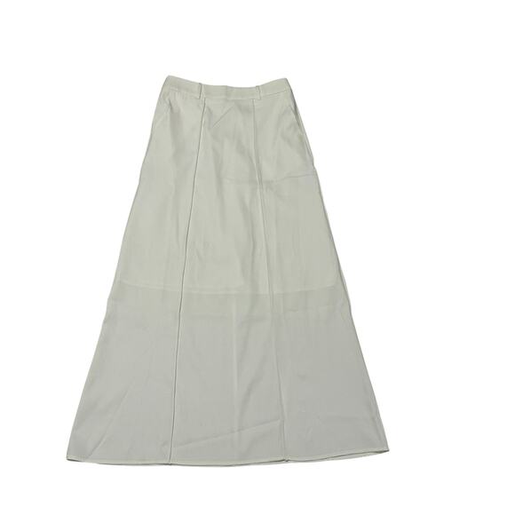Commense Women's Small White Solid Pleated Pocketed Formal Maxi Skirt - Picture 7 of 12